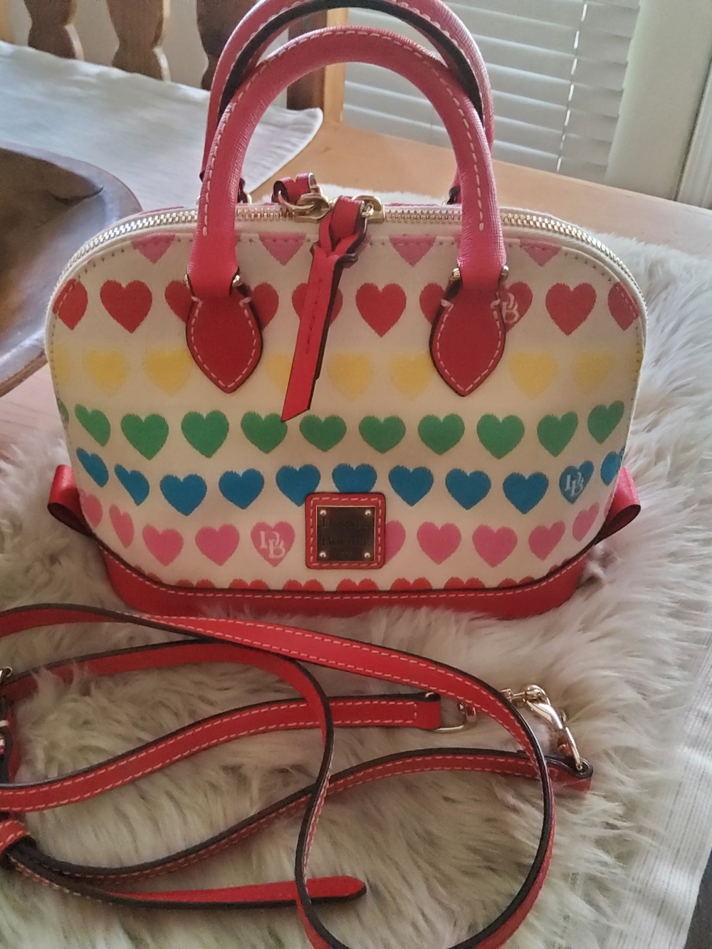 Dooney & Bourke Multicolor Heart Mini Satchel EUC